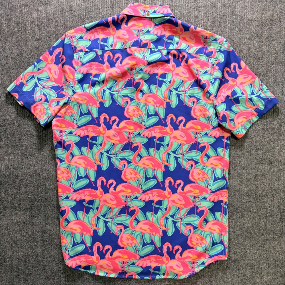 Chubbies Mens Medium Flamingo Print Short Sleeve Popover Lot of 2 Shirts - Picture 8 of 16
